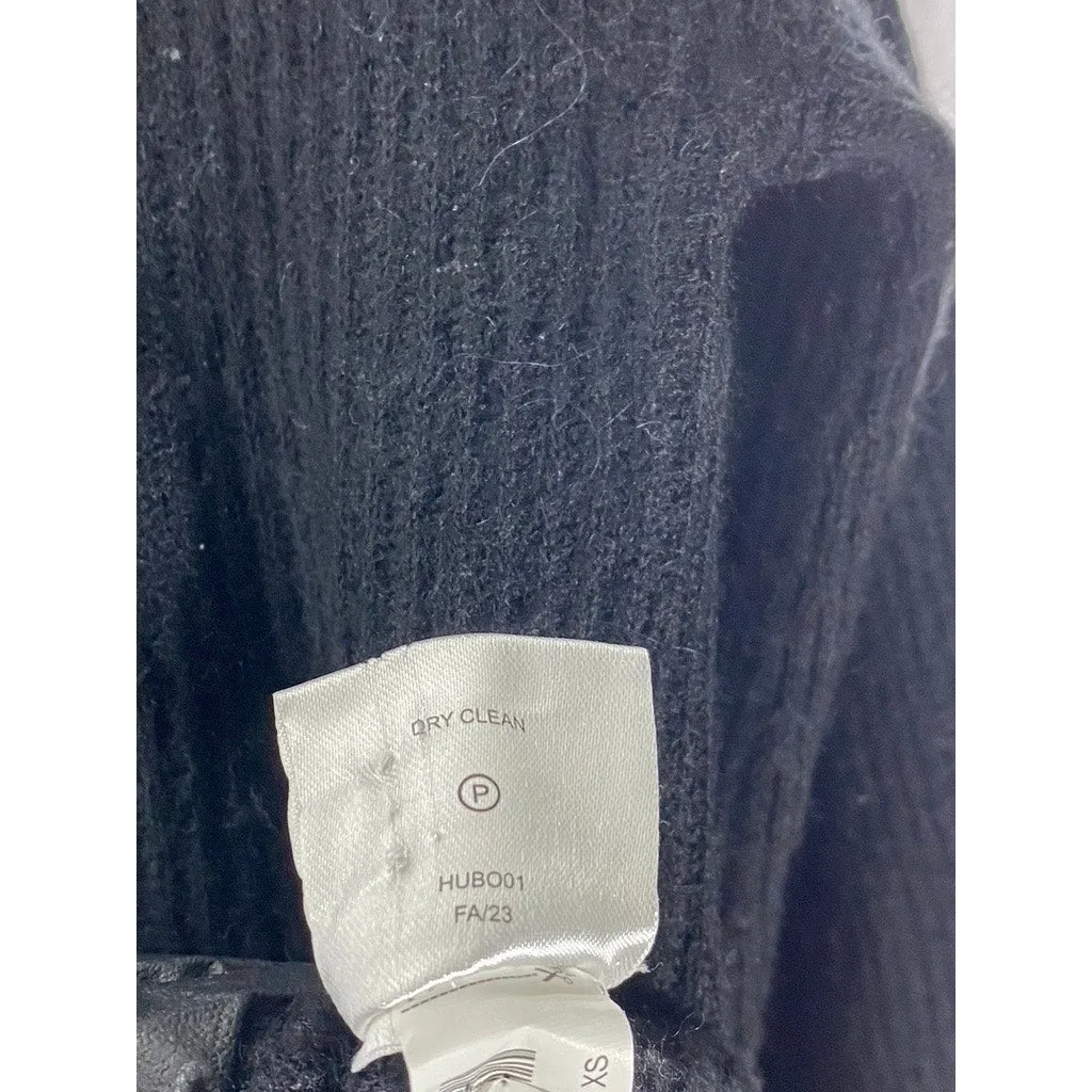 QUINCE Women's Black Wool-Blend Mock-Neck Knit Pullover Sweater SZ XS