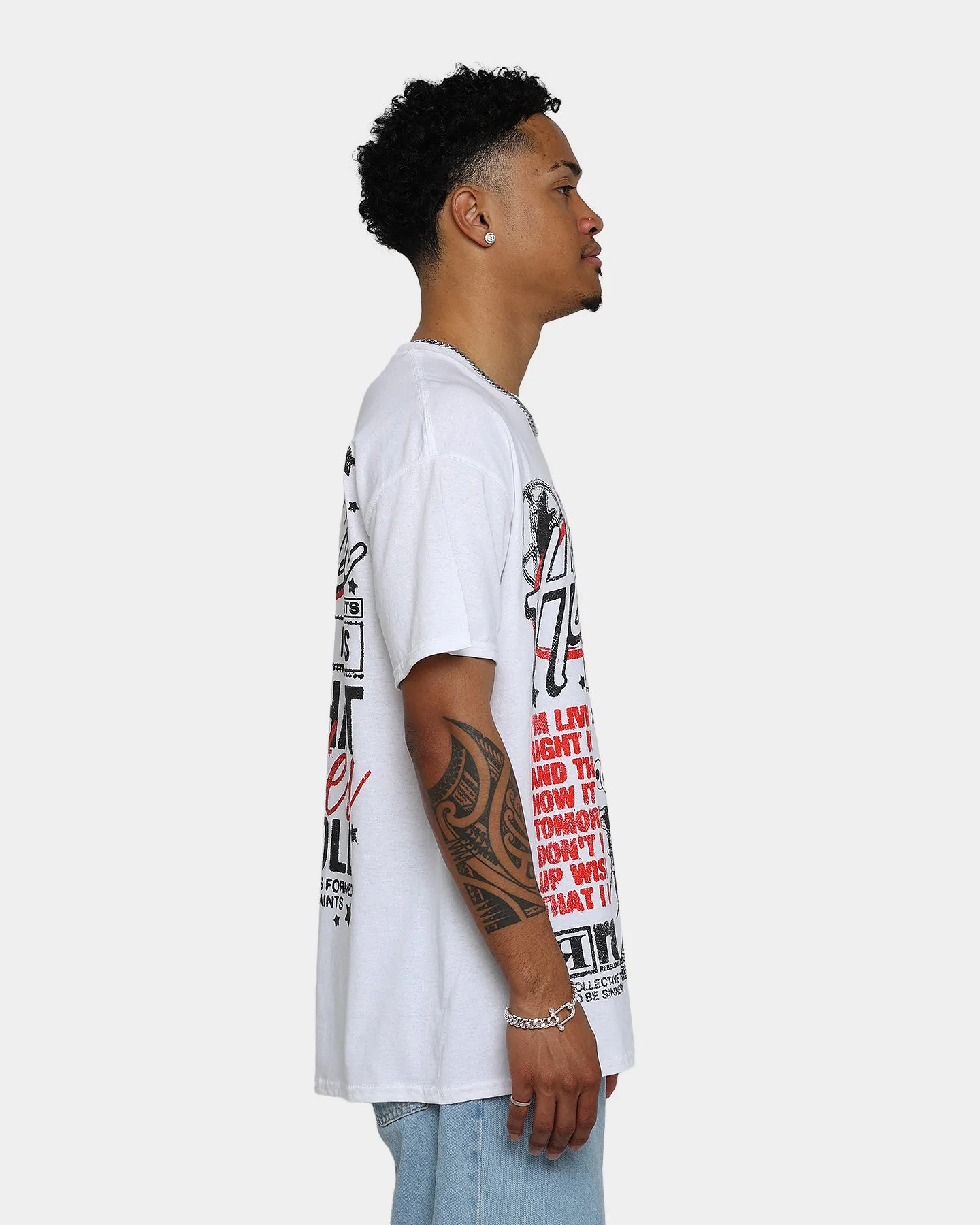 Rats Get Fat South Of Heaven Glitter Print T-Shirt White
