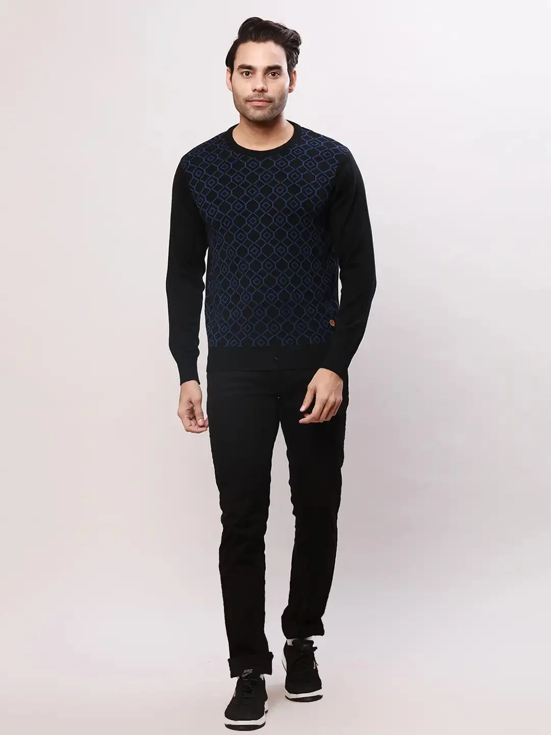 Raymond Men Black Jacquard Acrylic Blend Sweaters