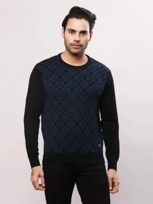 Raymond Men Black Jacquard Acrylic Blend Sweaters