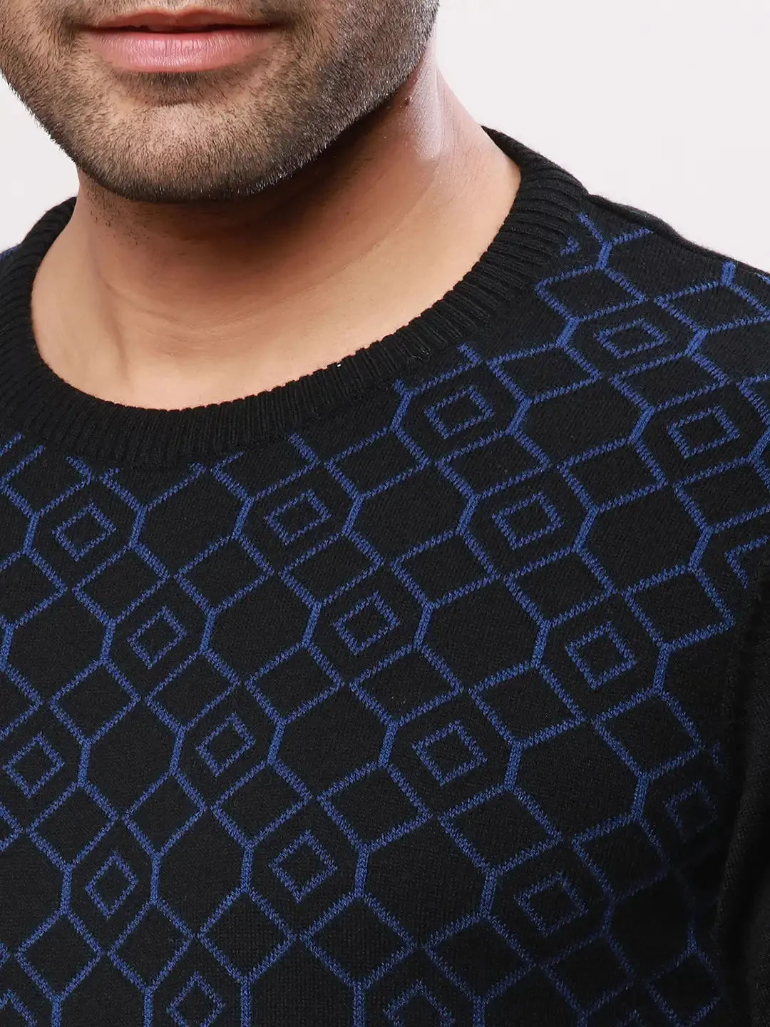 Raymond Men Black Jacquard Acrylic Blend Sweaters