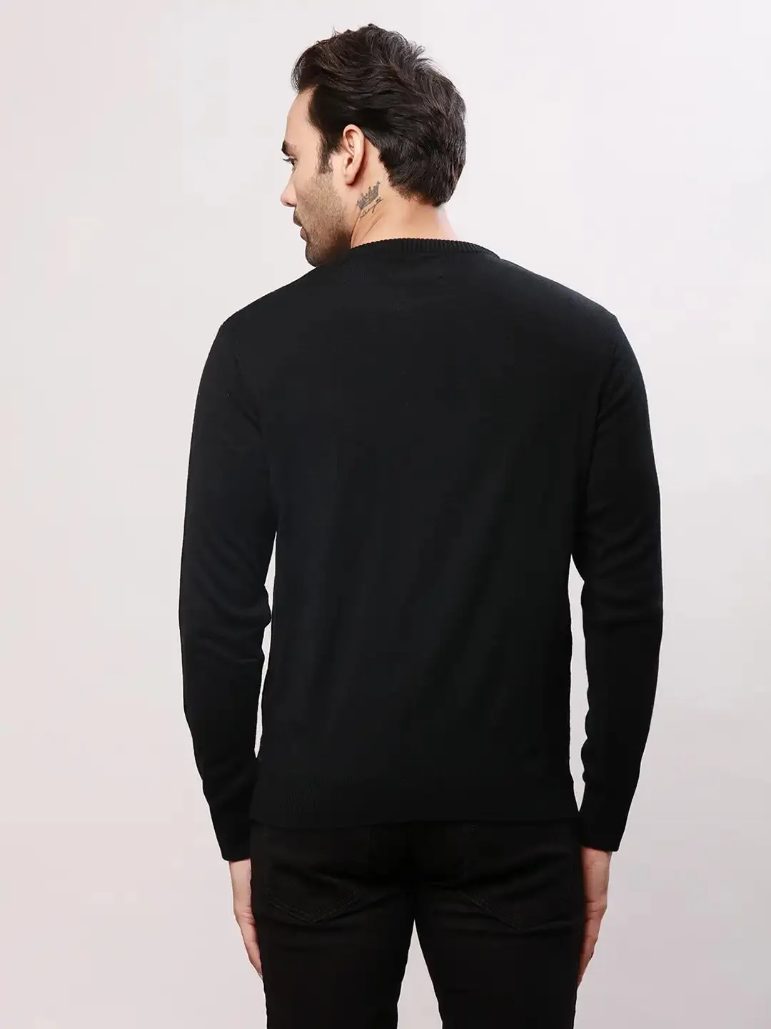 Raymond Men Black Jacquard Acrylic Blend Sweaters
