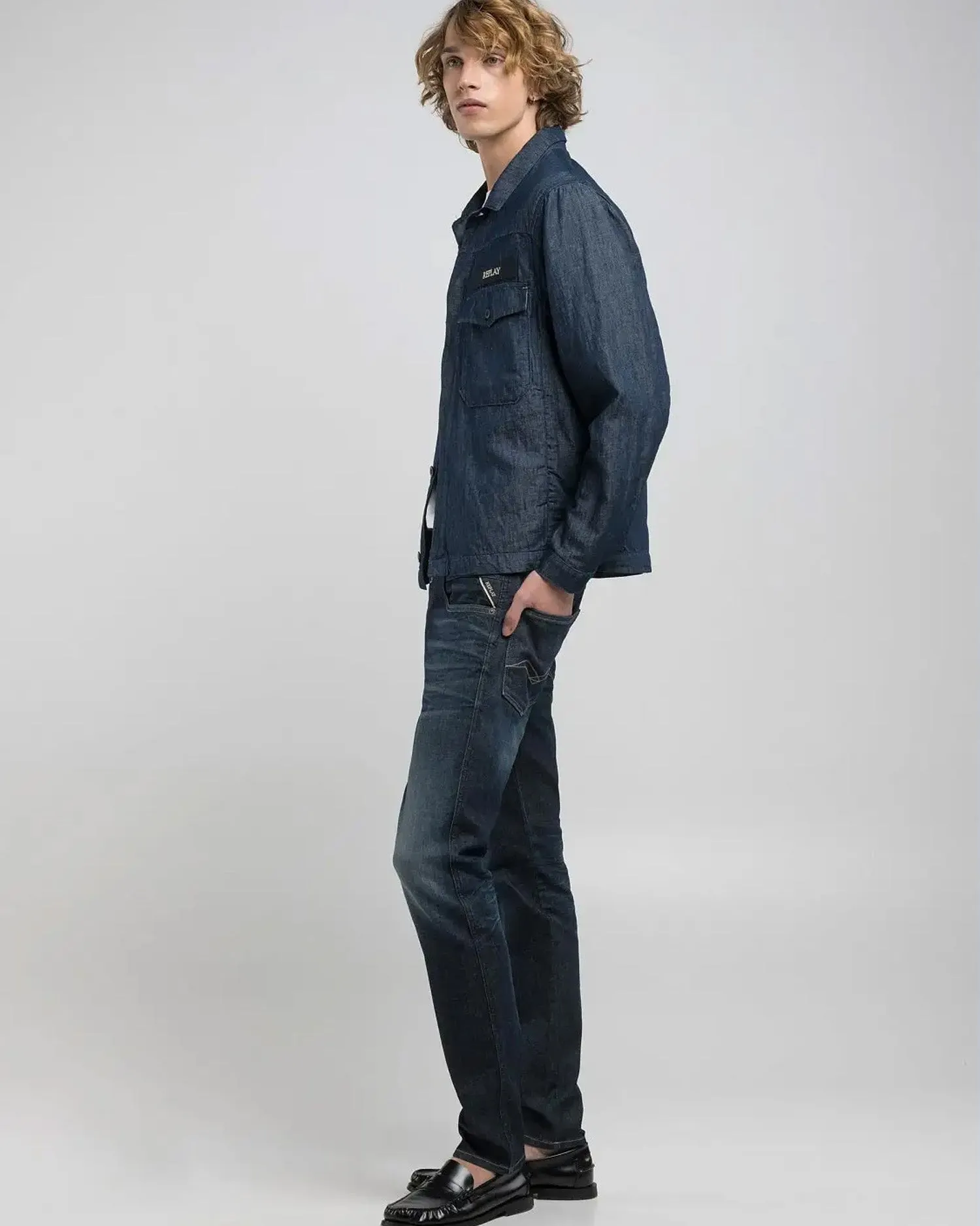Replay Anbass Slim Fit Hyperflex Dust Mens Jeans - Dark Blue