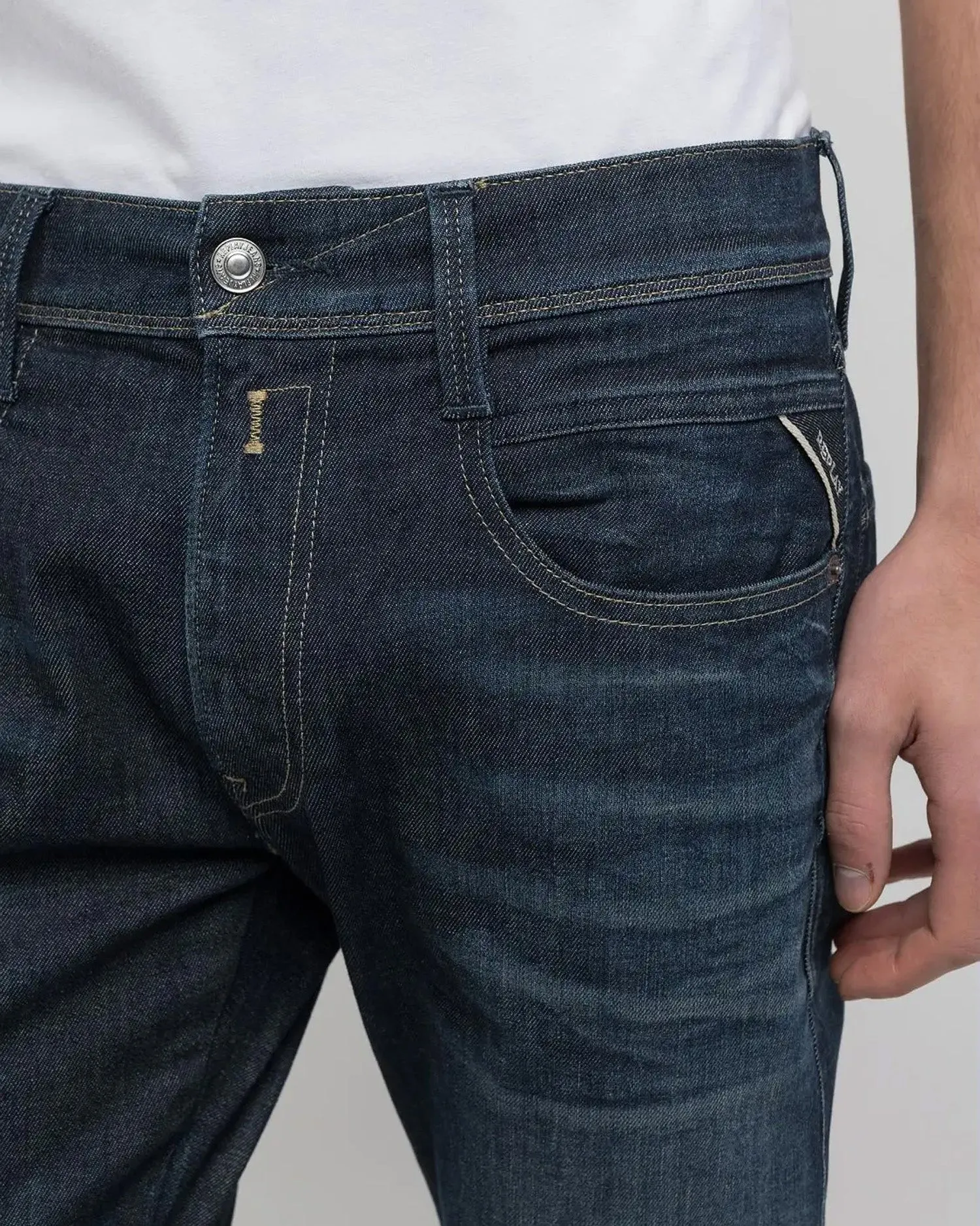 Replay Anbass Slim Fit Hyperflex Dust Mens Jeans - Dark Blue