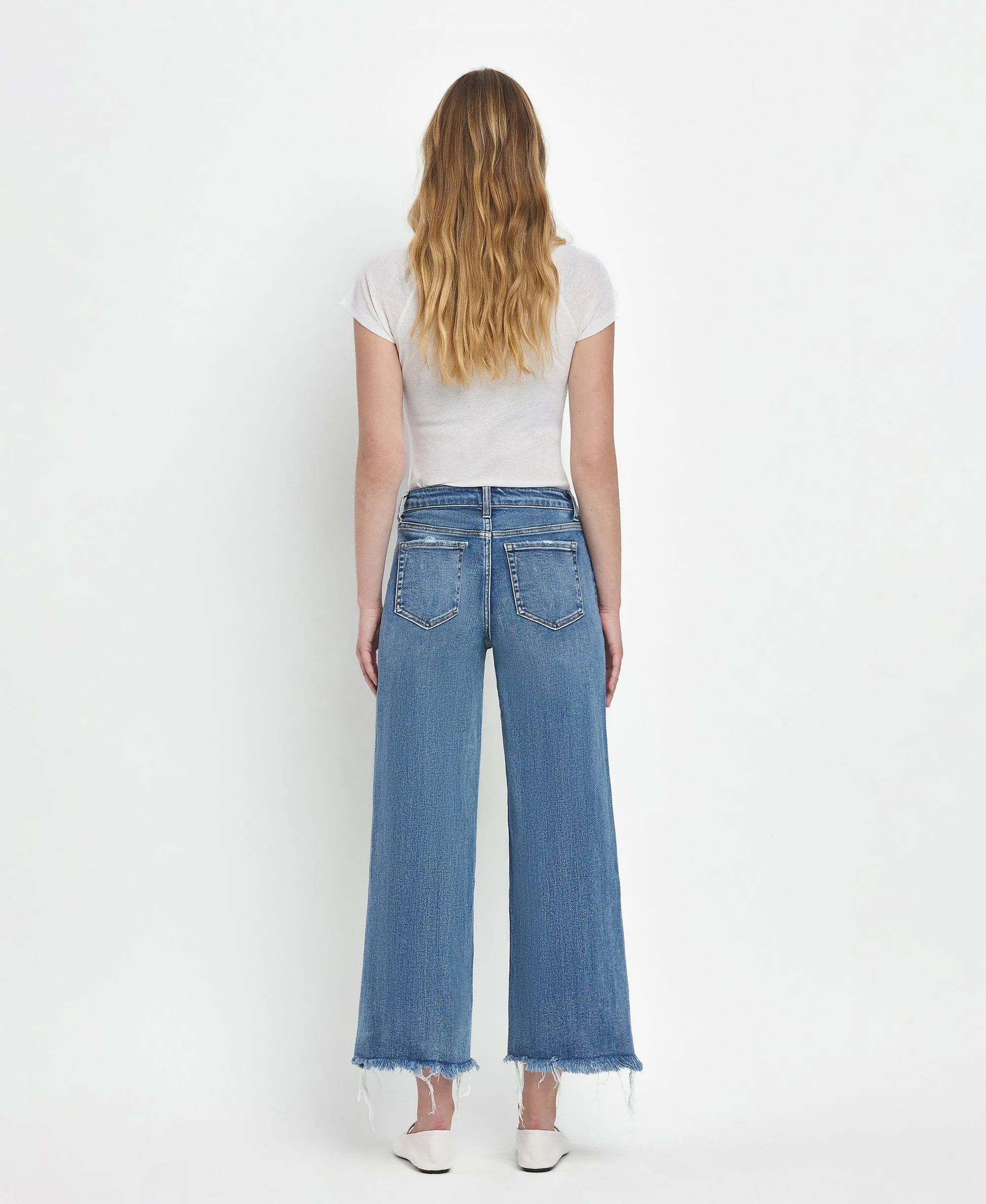 Sagacity - High Rise Crop Wide Leg Jeans