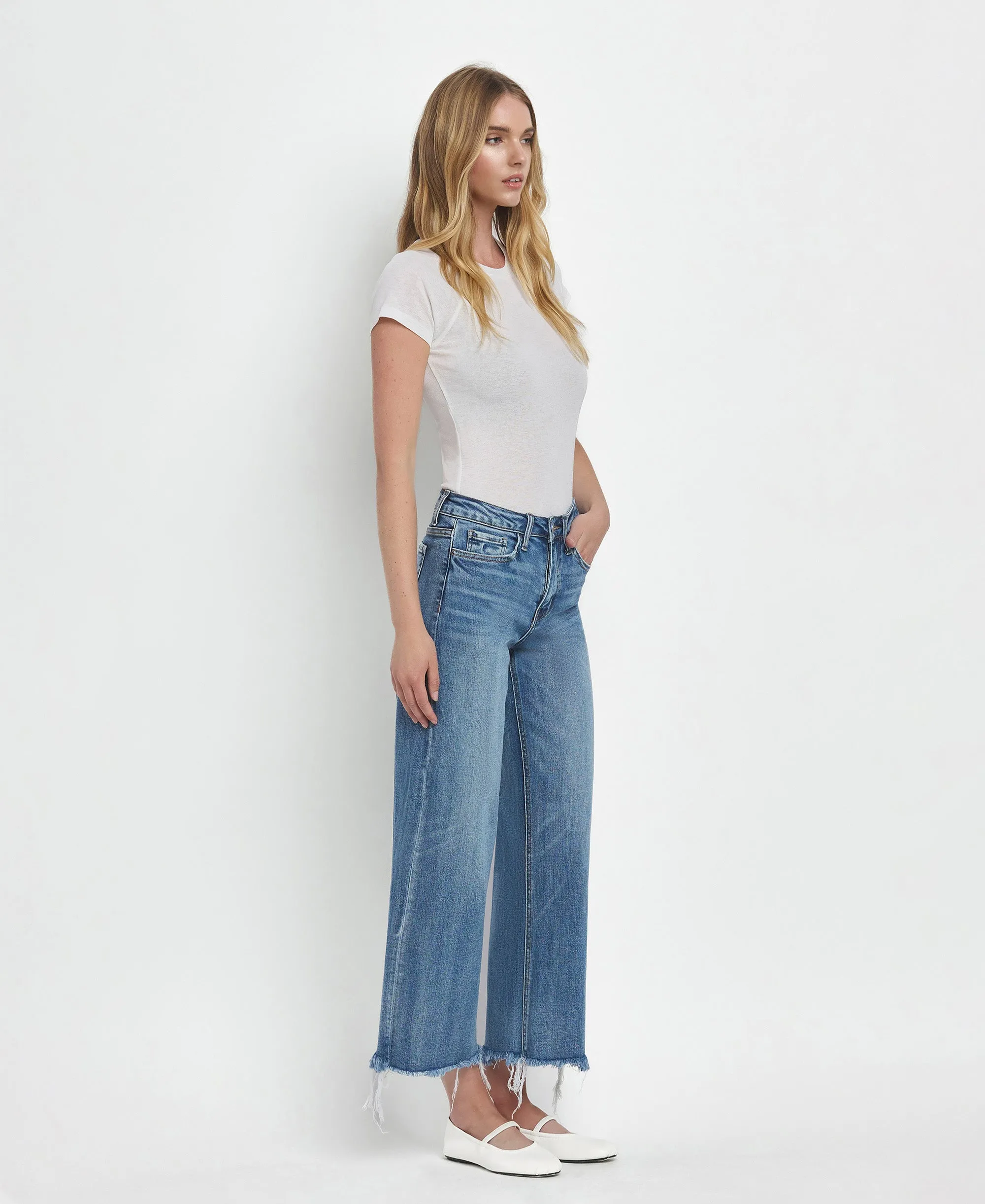 Sagacity - High Rise Crop Wide Leg Jeans