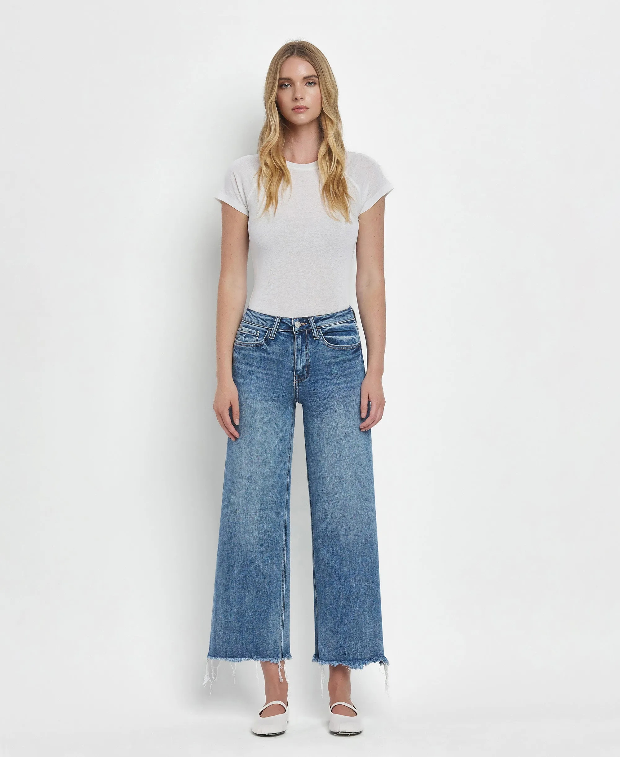 Sagacity - High Rise Crop Wide Leg Jeans