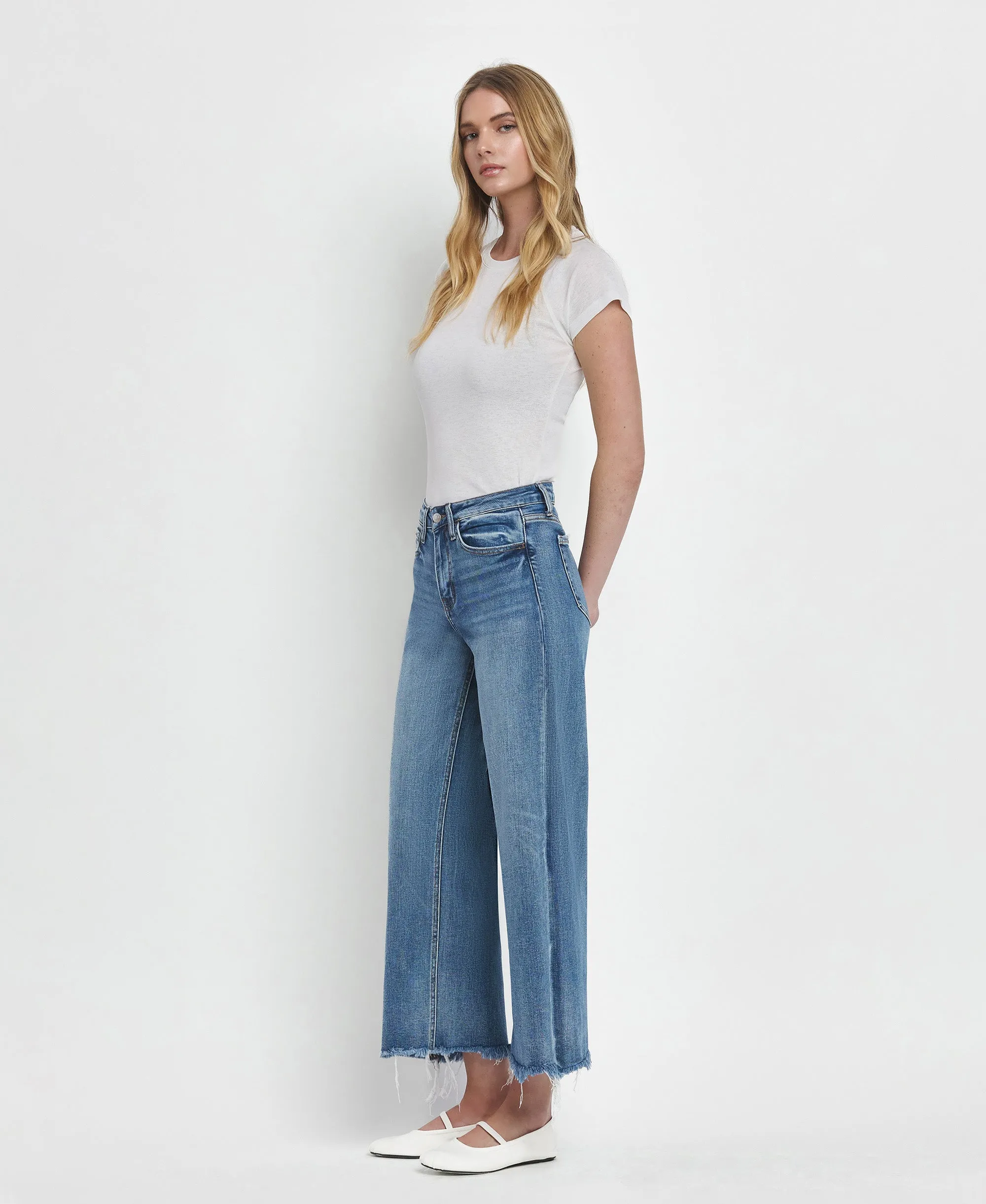 Sagacity - High Rise Crop Wide Leg Jeans