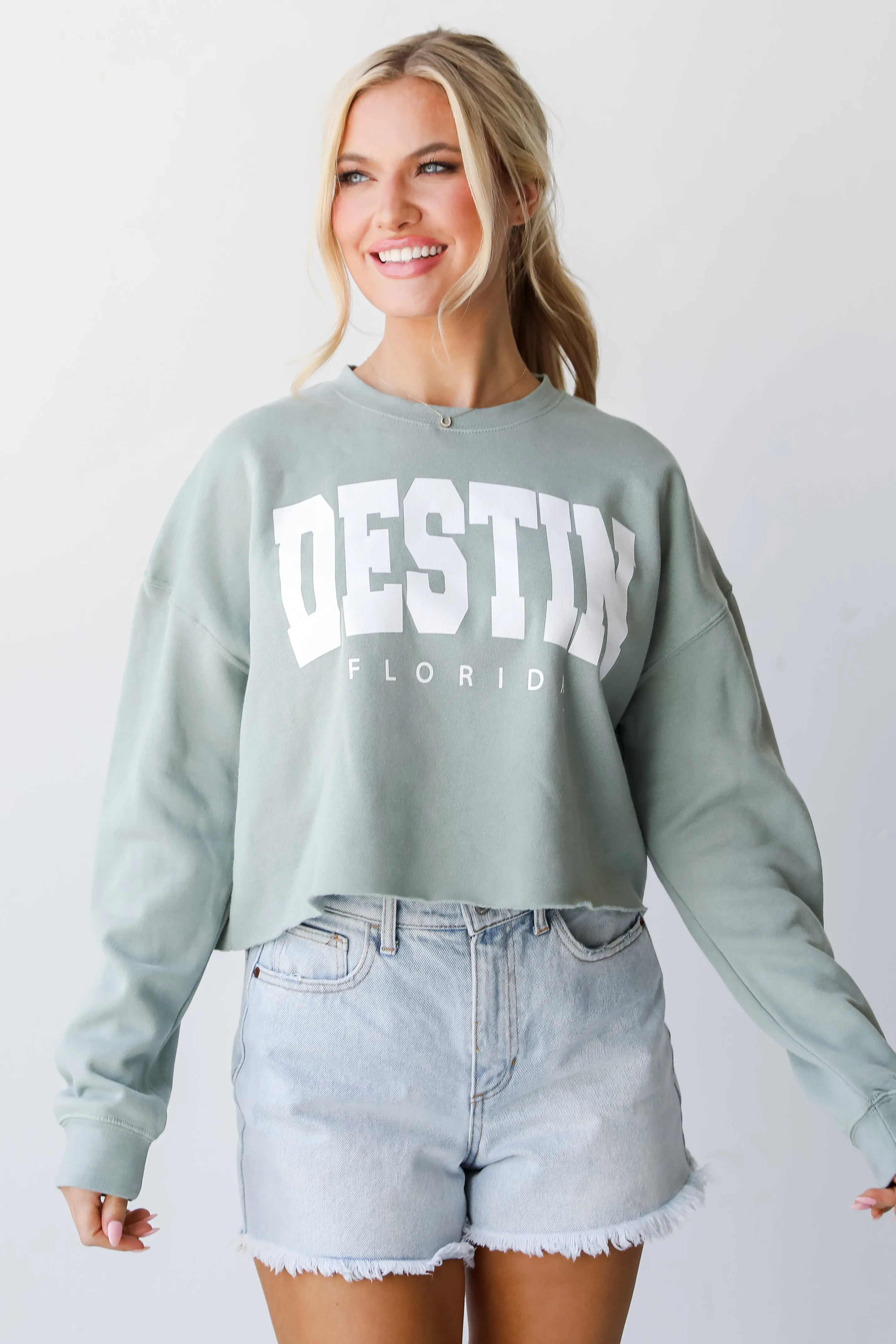 Sage Destin Florida Cropped Sweatshirt