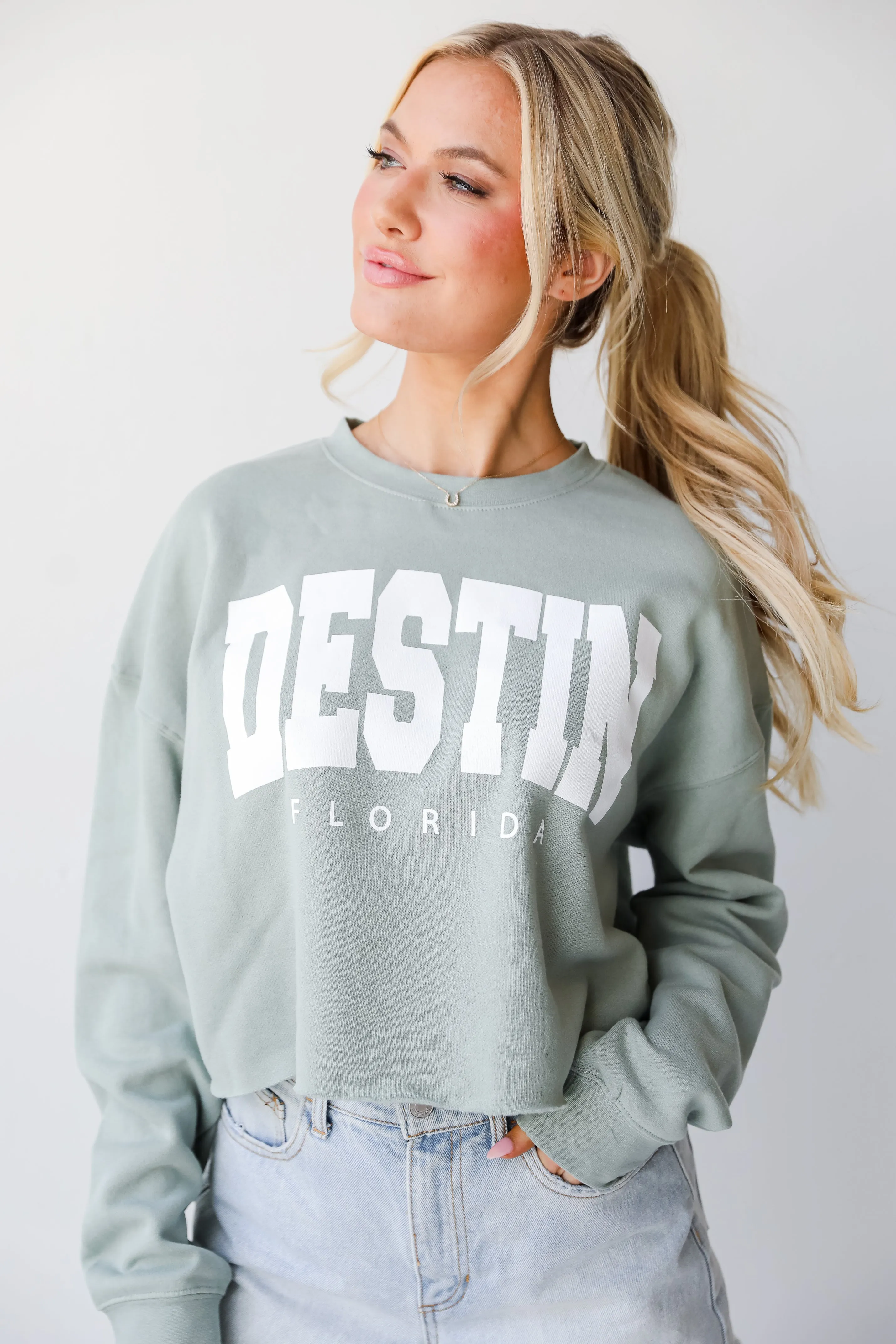 Sage Destin Florida Cropped Sweatshirt