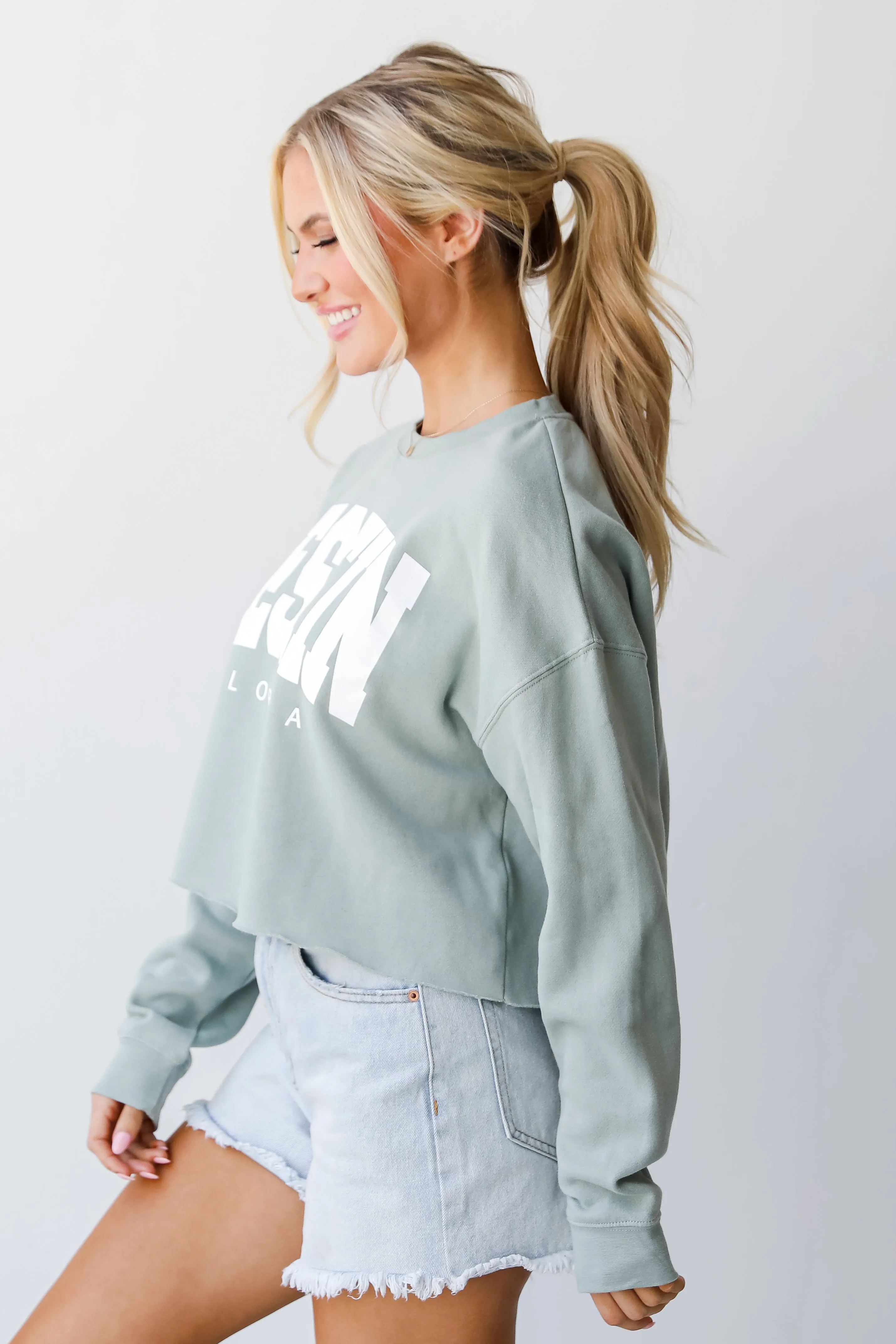 Sage Destin Florida Cropped Sweatshirt
