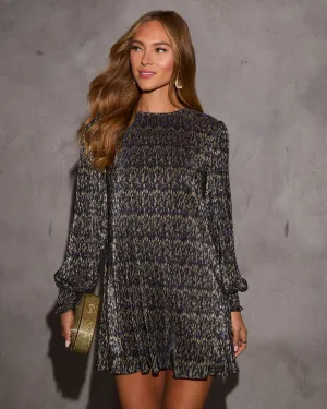 Sari Lurex Mini Shirt Dress