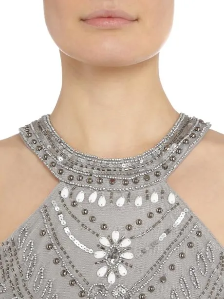 Silver Halter Embellished Gown