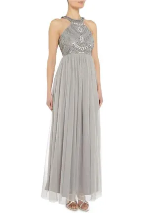 Silver Halter Embellished Gown