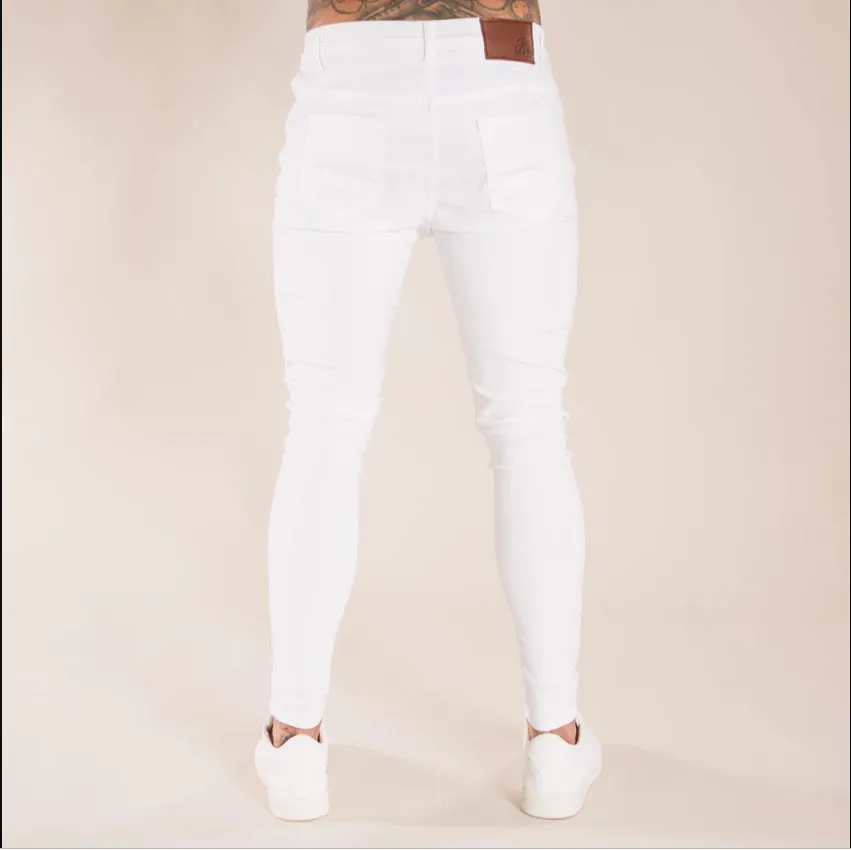 Skinny Long Trousers Men's Ripped Jeans High Waisted Pencil Pants