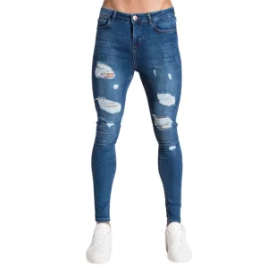 Skinny Long Trousers Men's Ripped Jeans High Waisted Pencil Pants