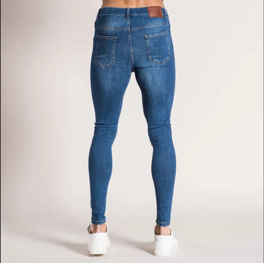 Skinny Long Trousers Men's Ripped Jeans High Waisted Pencil Pants