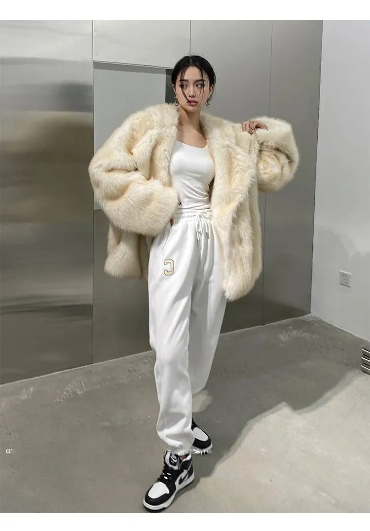 Soft Loose Thick Warm  Hairy Faux Fur Coat Autumn coat