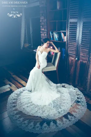 Strapless Wedding Dress with Three Layer Long Train (#Marvella)
