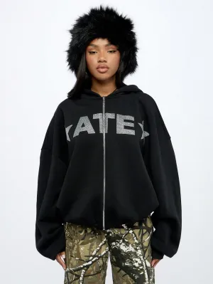 SUMWON WOMEN Oversized Graphic Print Zip Through Hoodie