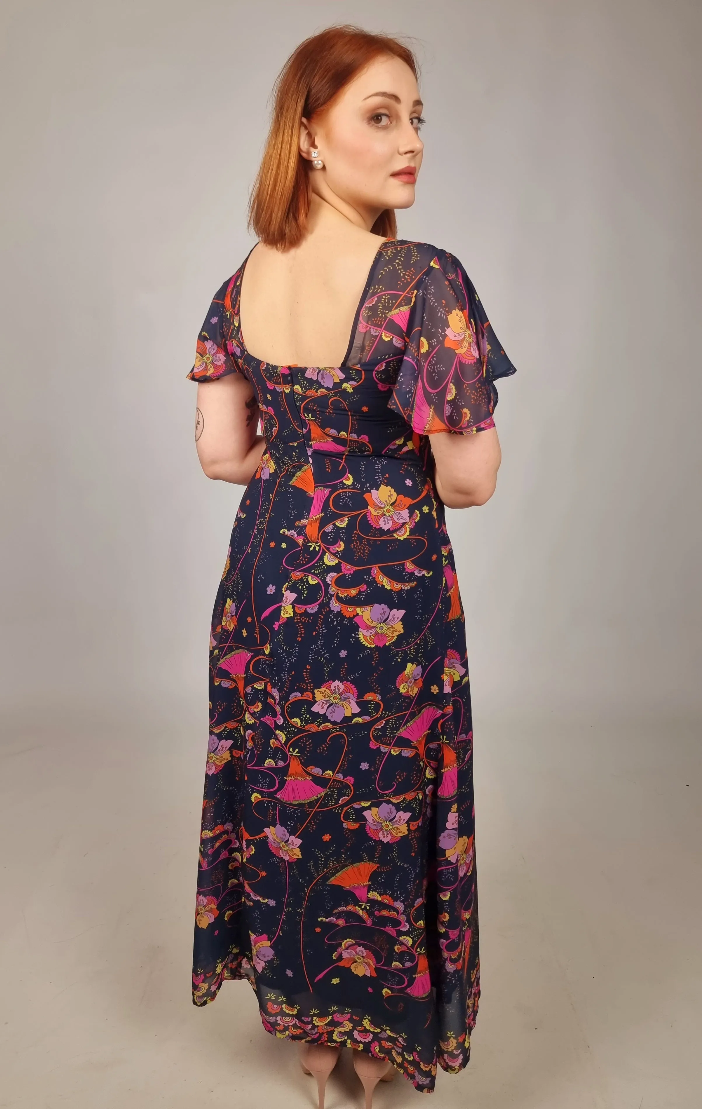 Vilagallo Giverny Navy Floral nDress