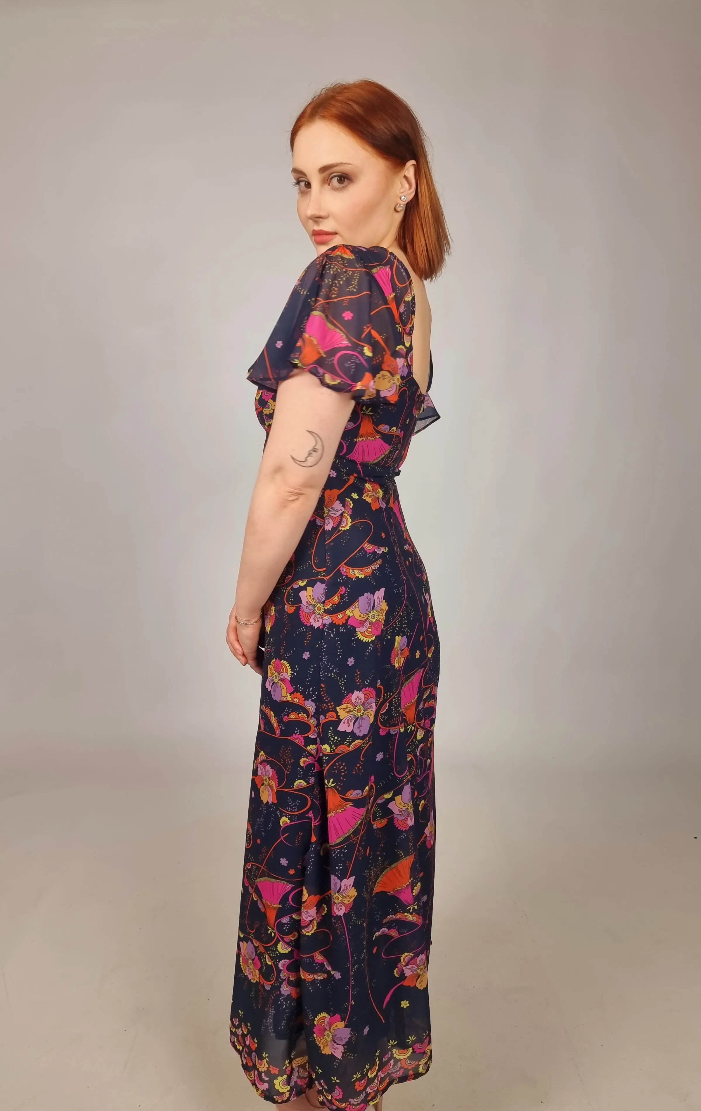 Vilagallo Giverny Navy Floral nDress