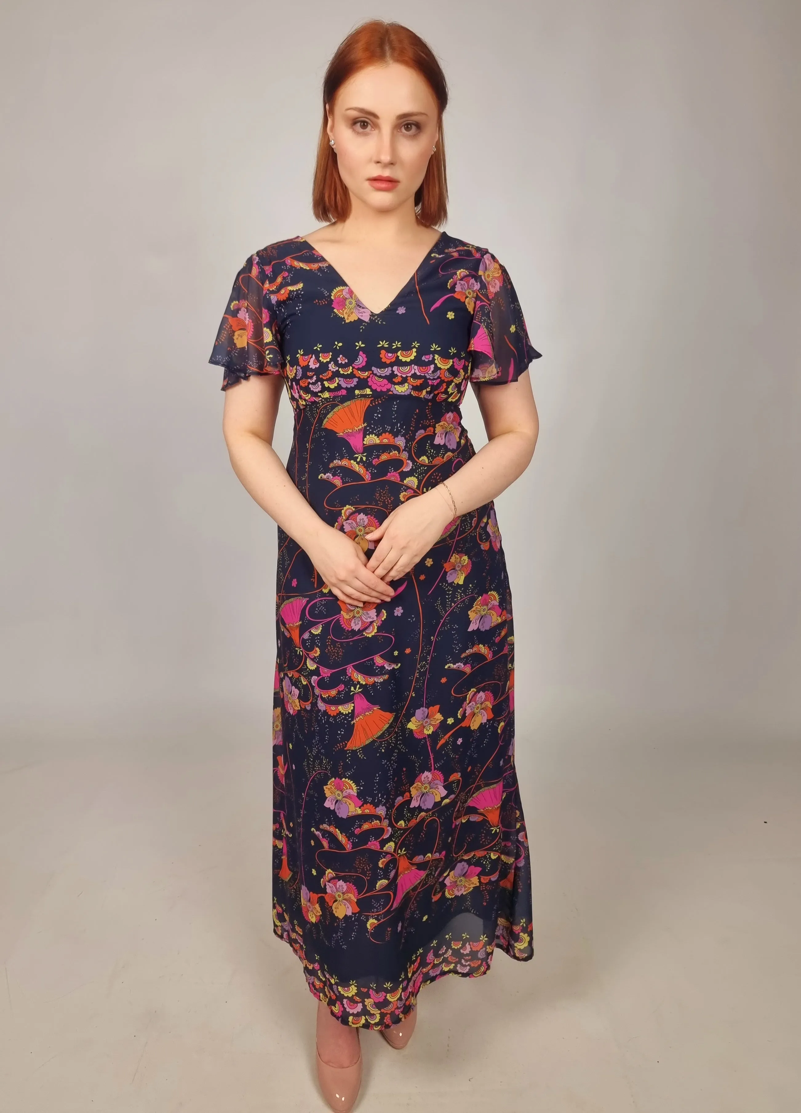 Vilagallo Giverny Navy Floral nDress