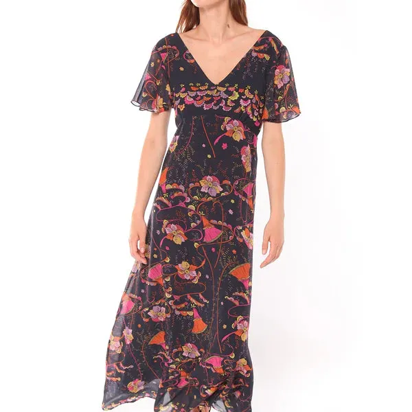Vilagallo Giverny Navy Floral nDress