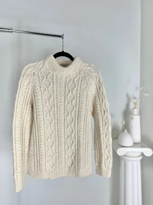 VINTAGE CREAM IRISH HAND KNIT ARAN CABLE KNIT SWEATER