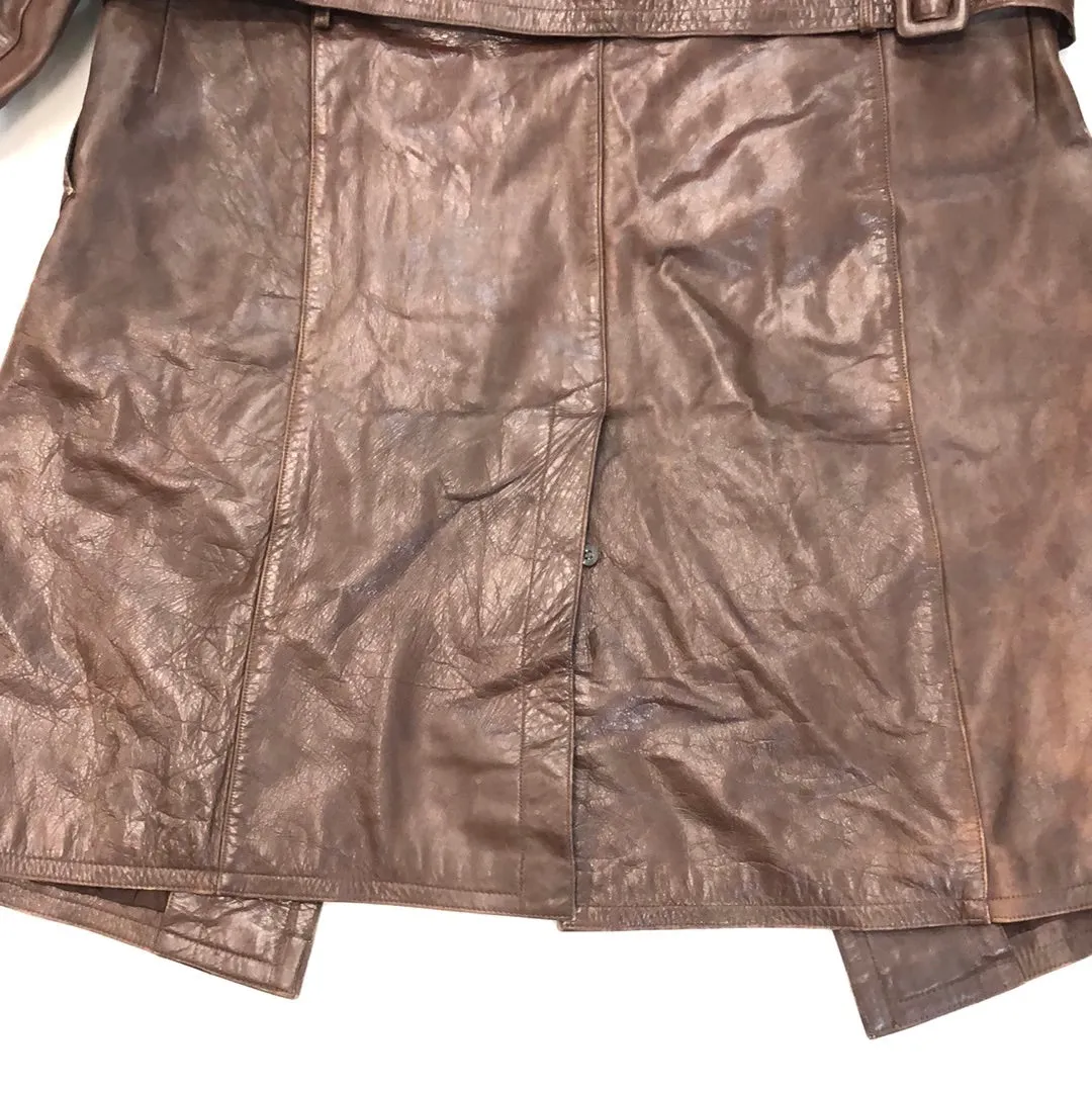 Vintage Leder-Sport Bekleidung Brown Leather Trench Coat