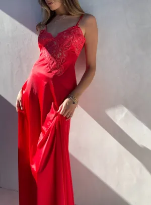 Vintage Red Lace Slip Dress