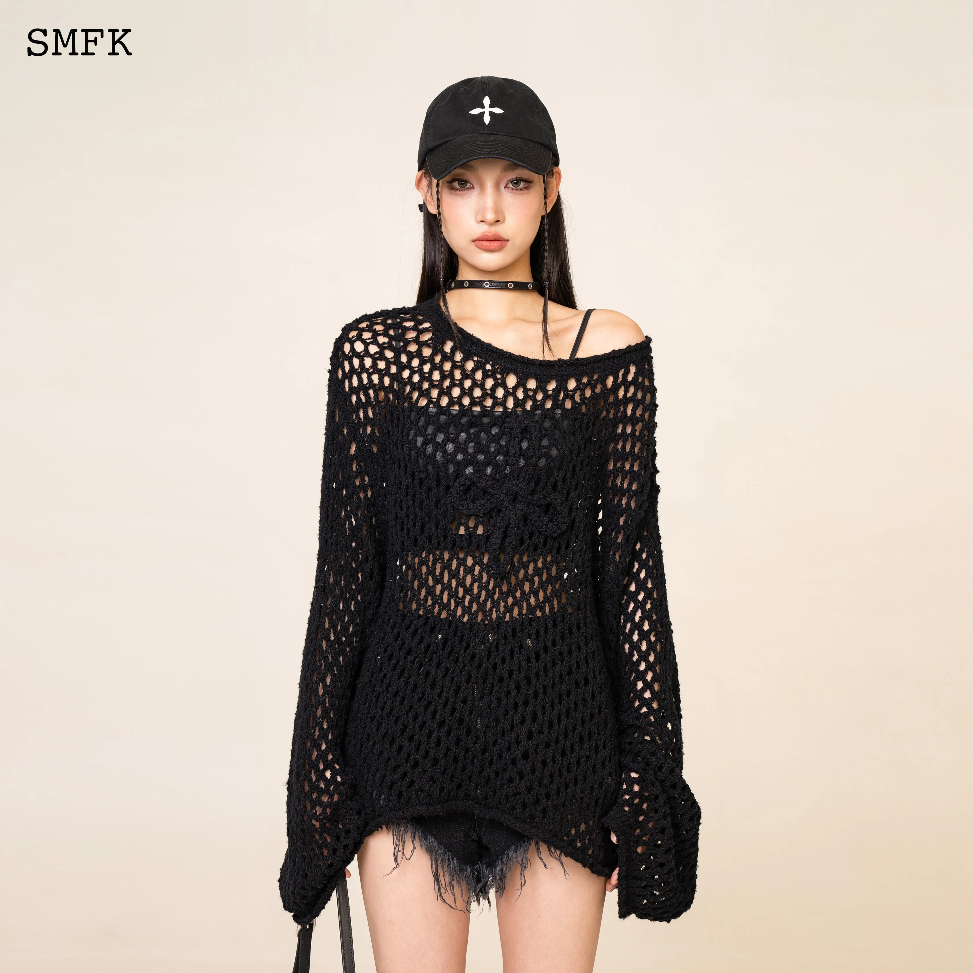 WildWorld Black Spider Web Hoodie Smock