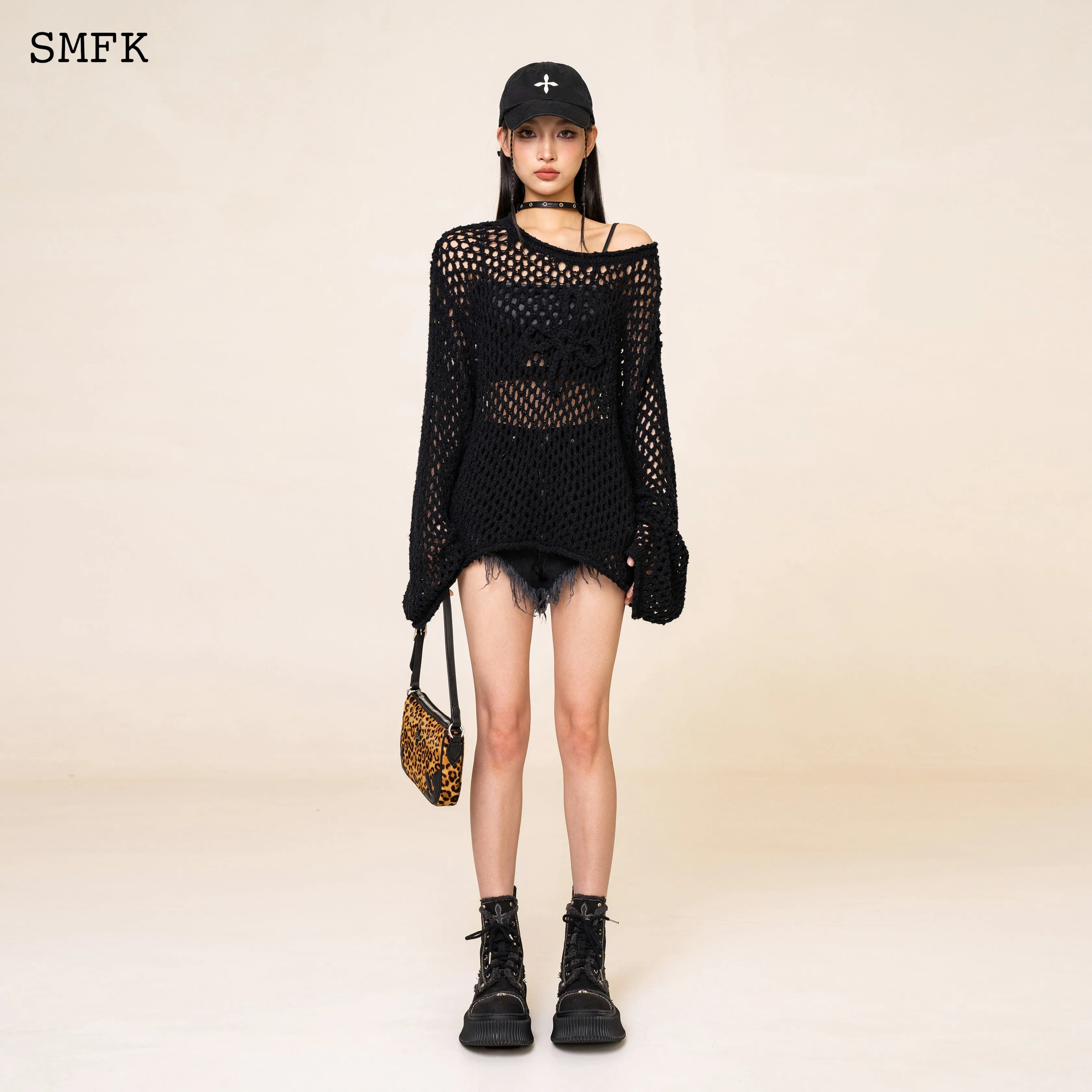 WildWorld Black Spider Web Hoodie Smock