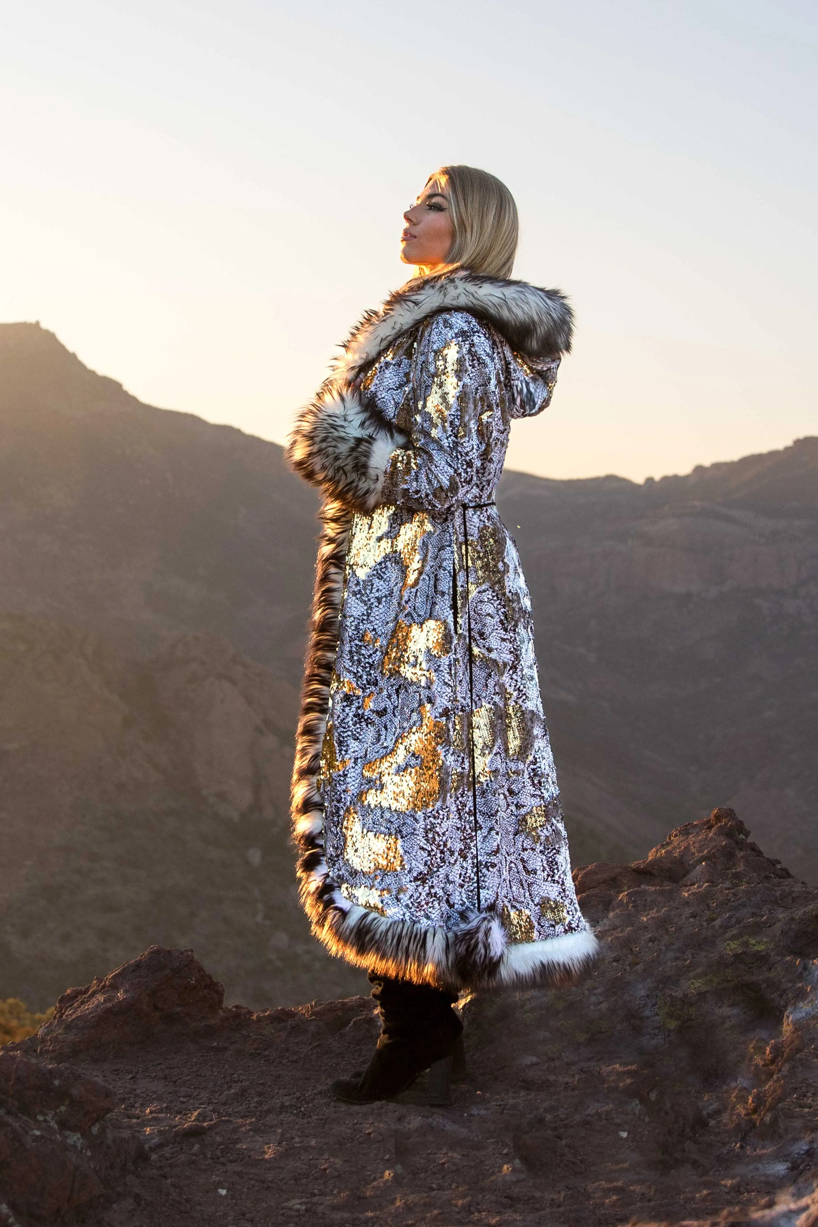 Women's Sequin Temptress Coat in "Princess Python"