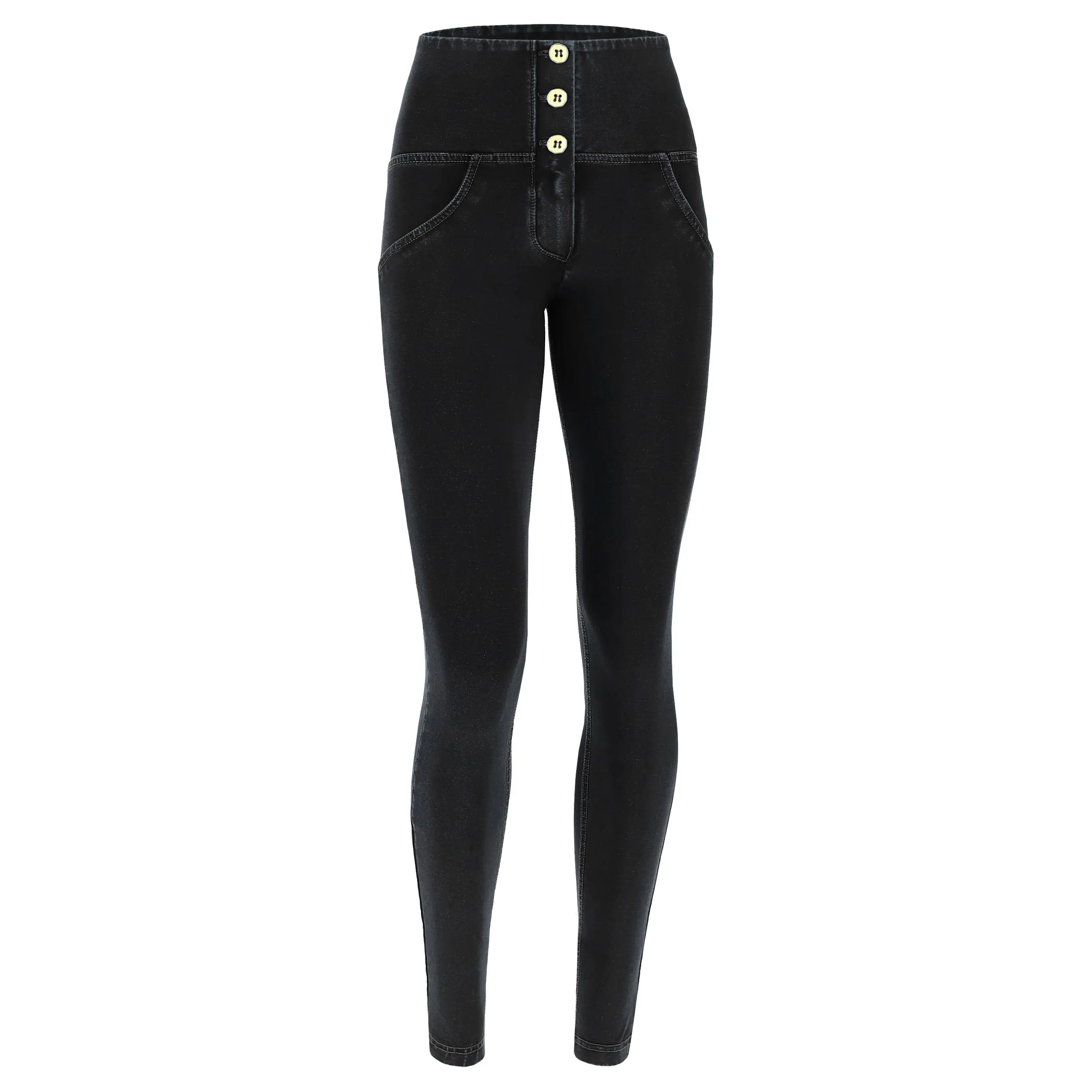 (WRUP2BHC002ORG-J7N) Denim Look WR.UP® met Hoge Taille en Knoopsluiting