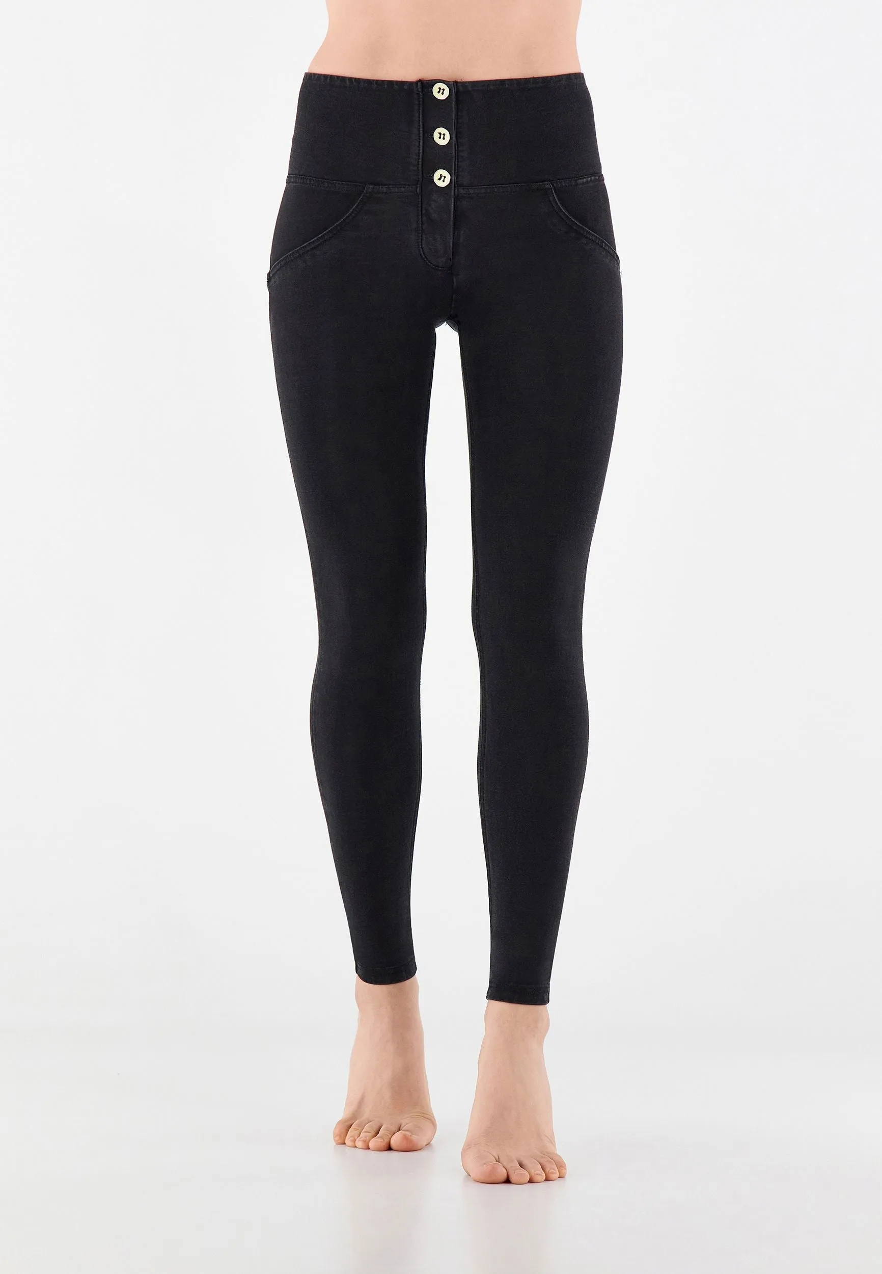 (WRUP2BHC002ORG-J7N) Denim Look WR.UP® met Hoge Taille en Knoopsluiting
