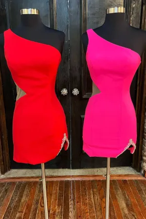 Yedda | One-Shoulder Cutout Short Party Dress with Slit