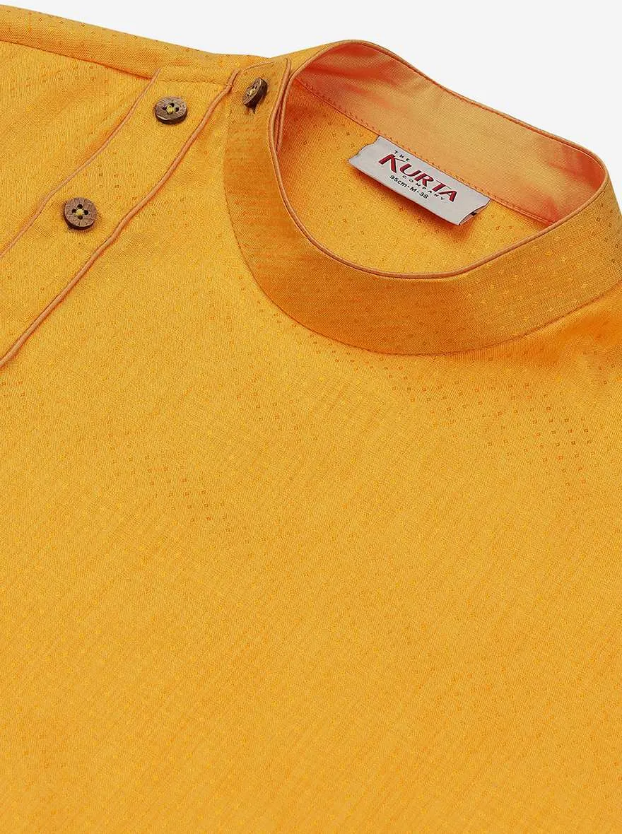 Yellow Silk Self Design Kurta | The Kurta Company